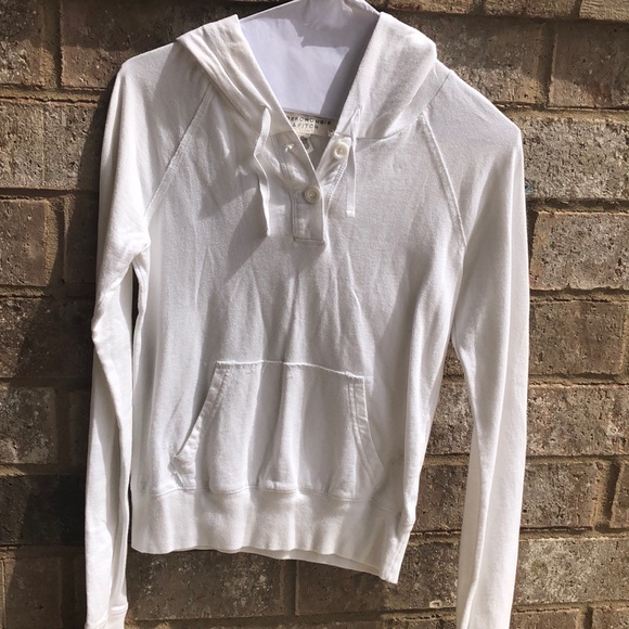 Abercrombie & Fitch Tops - White Fitted Hoodie